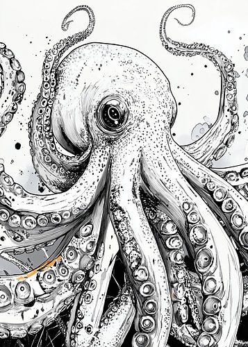 Witte tekening octopus #octopus