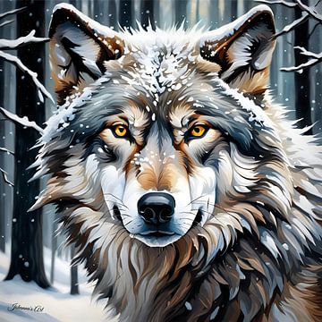 Wilde dieren - Portret van een wolf (5) van Johanna's Art