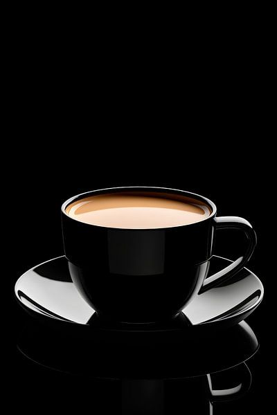 Schwarze Tasse Kaffee auf Elegantem Hintergrund von Poster Art Shop