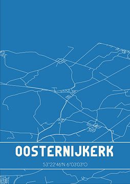 Blauwdruk | Landkaart | Oosternijkerk (Fryslan) van Stad & Wand