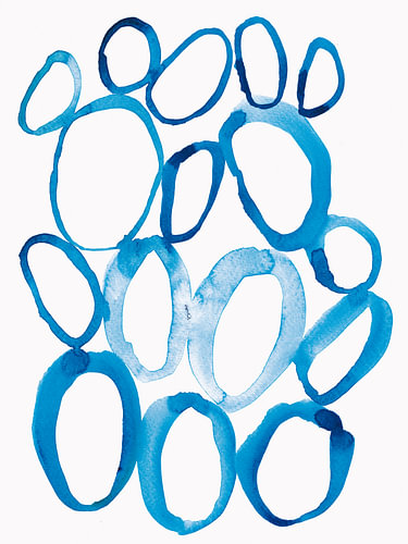 Blauwe cirkels in aquarel