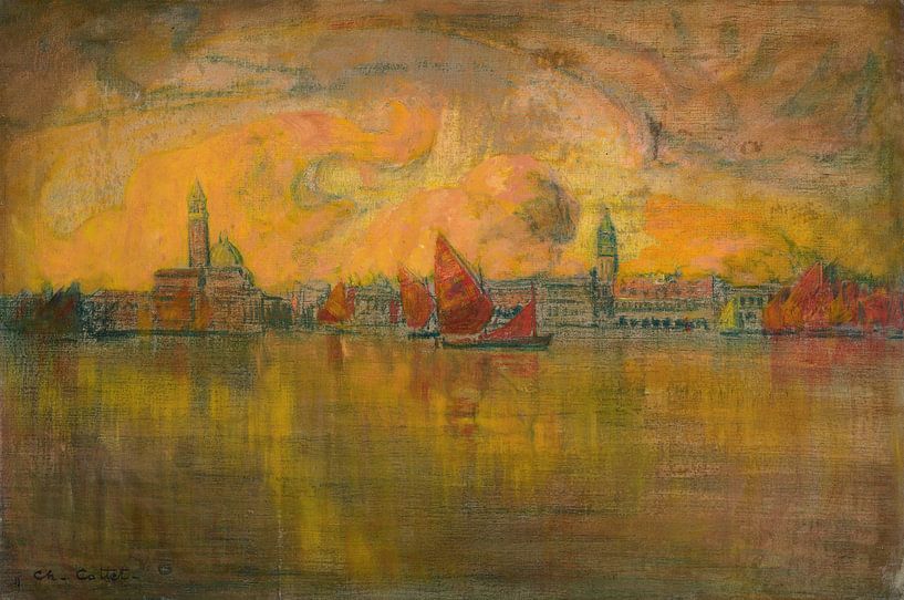 Charles Cottet,Uitzicht op Venetië vanaf de zee van finemasterpiece