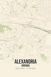 Vintage landkaart van Alexandria (Virginia), USA. van Stad & Wand