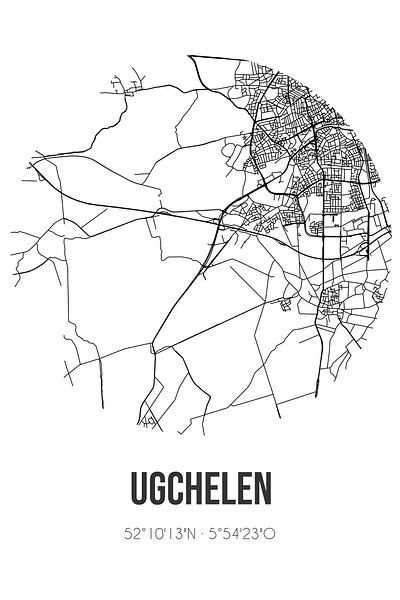 Ugchelen (Gelderland) | Landkaart | Zwart-wit van Stad & Wand