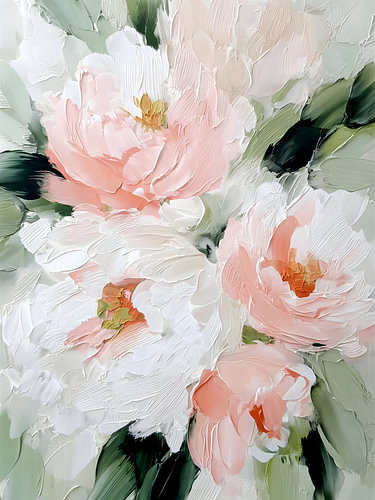 Schilderij met zachte bloemenmotieven