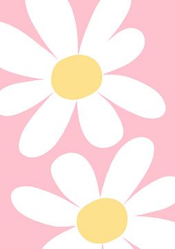 Daisies on pink by Bainai