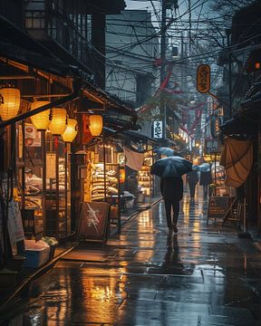 Tokio in de regen van fernlichtsicht