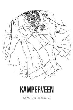 Kamperveen (Overijssel) | Karte | Schwarz und Weiß von Rezona