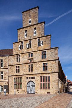 Historisch gevelhuis Stadtwaage am Marktplatz, Osnabrück, Nedersaksen, Osnabrück, Duitsland, Europa van Torsten Krüger