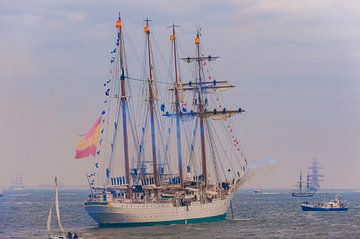 Saluutschoten voor de kroonprins op de Stad amsterdam