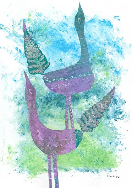 Gemälde von zwei stolzen abstrakten Pfauen. von @Unique