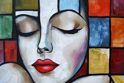 Digitaal abstract schilderachtig portret fictieve vrouw