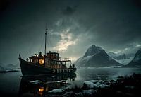 einsames Boot im Polarmeer