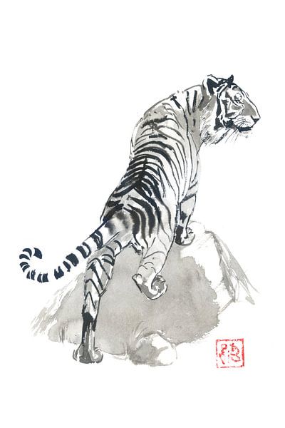 Tiger on the rocks von Péchane Sumie