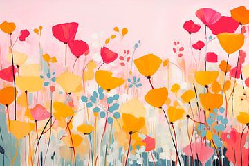 Poppies, minimalist and abstract by Caroline Guerain