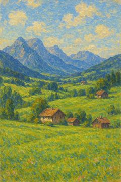Salzburger Alpen Grüne sanfte Hügel – Österreichische Landschaft Impressionistische Kunst von Travel Shop