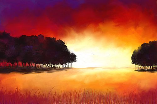 Peinture d'un paysage abstrait-expressif
