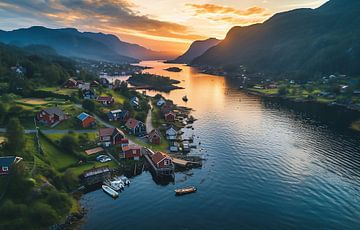 Luchtfoto van de Noorse kust van fernlichtsicht