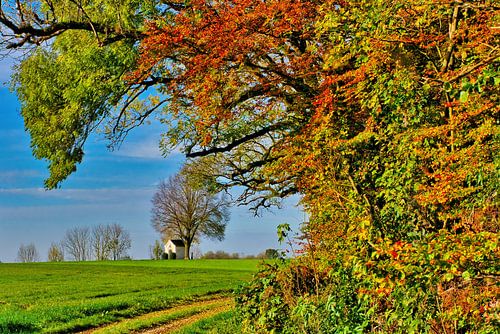 Autumn landscape with a chapel
