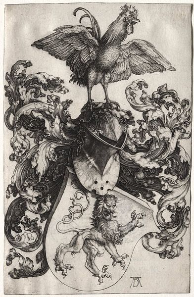 Wappen mit Löwe und Hahn, Albrecht Dürer von De Canon