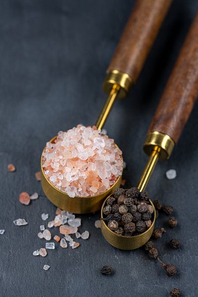 Elegant spice measuring spoons with salt and pepper by Photo Art Thomas Klee