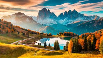 Dolomiti landschap met meer van Mustafa Kurnaz