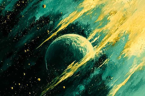 Kosmische abstractie met planeet