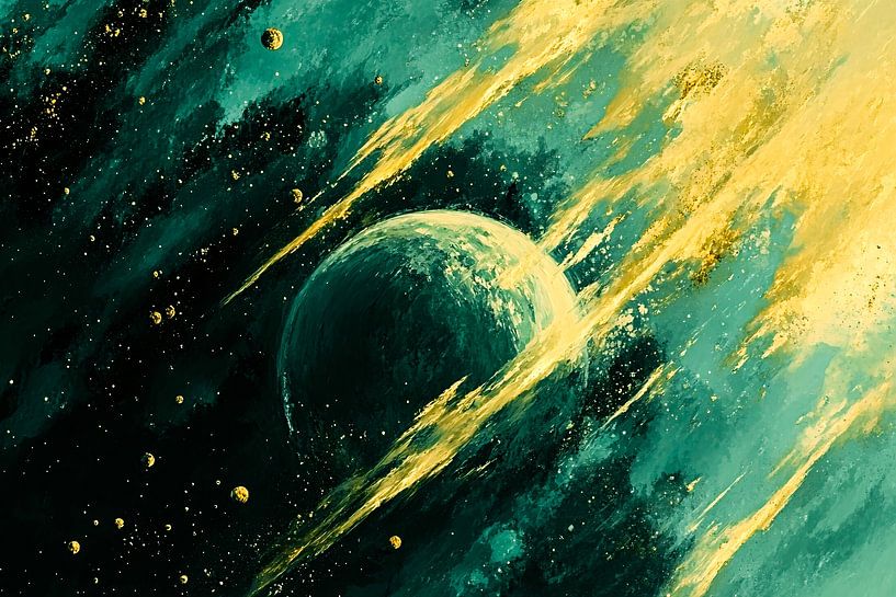 Abstraction cosmique avec planète par Art & Soul Creations
