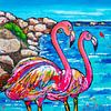 Plage de Flamingo Aruba sur Happy Paintings / Renata Rolefes