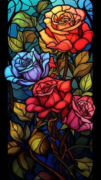 Roses (glas in lood) van Harry Herman