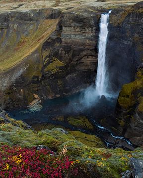 Wasserfall Háifoss im Herbst