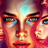 Portrait fragmenté et surréaliste d'une femme sur AidasignArt