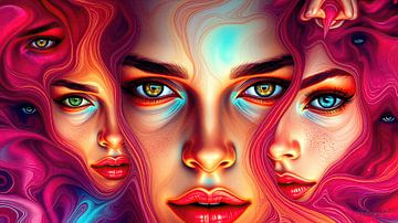 Fragmented surreal portrait of a woman by AidasignArt