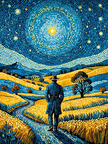 De wandelaar – AI kunst geïnspireerd door Van Gogh