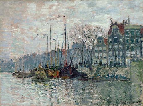 Gezicht op de Prins Hendrikkade en de Kromme Waal in Amsterdam, Claude Monet
