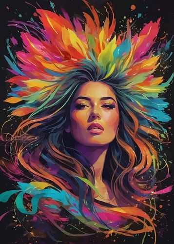 Kleurrijk Pop Art Abstract Portret van Meisje