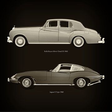 Rolls Royce Silver Cloud III 1963 et Jaguar E Type 1960