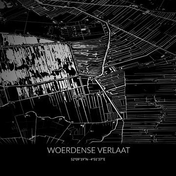 Zwart-witte landkaart van Woerdense Verlaat, Zuid-Holland. van Rezona