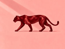 Crimson Panther auf Blush Pink von Mosaic Dialogue