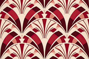 Rotes und cremefarbenes Art-Déco-Motiv