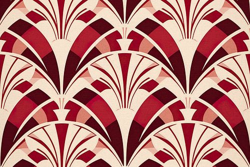 Rood en Creme Art Deco Motief