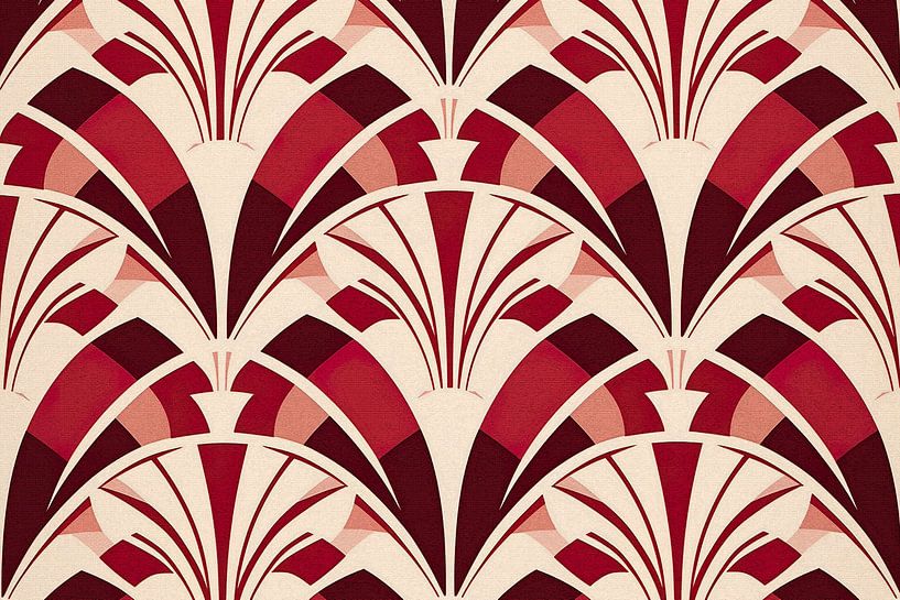 Red and Cream Art Deco Motif by Whale & Sons