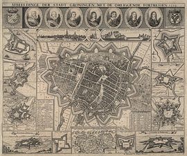 Old map of Groningen from around 1652.