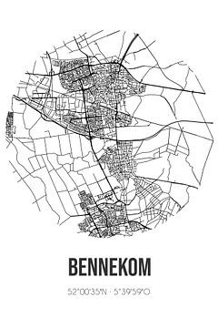 Bennekom (Gueldre) | Carte | Noir et blanc sur Rezona
