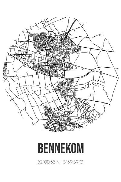 Bennekom (Gelderland) | Map | Black and White by Prints of Place