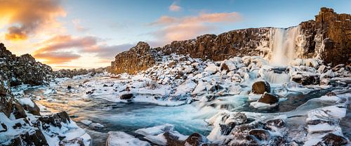 Panorama des chutes d'eau en Islande