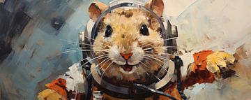 Astronaute Artwork | Astronaute hamster ludique sur Art Merveilleux