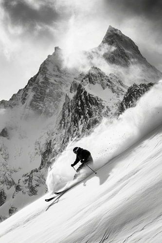 Skiërs in de sneeuw