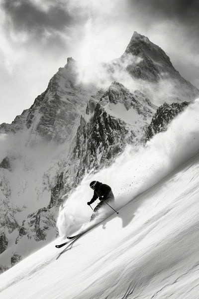 Skiers in the snow by Poster Art Shop