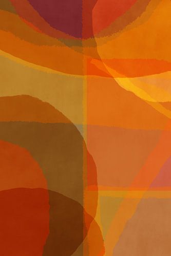 70s Retro veelkleurige abstracte vormen. Geel, mosterd, oker, oranje